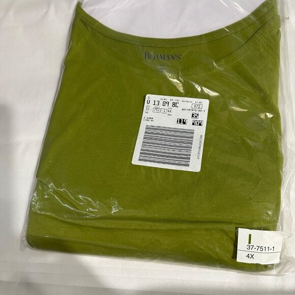 Roman’s size 4X 34/36 avocado green cotton new in package tunic top - Picture 3 of 7
